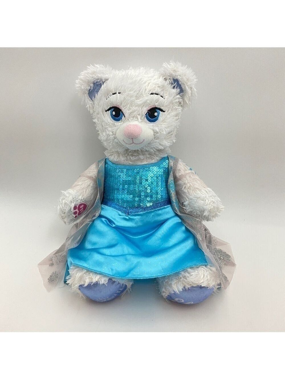 Build A Bear BAB Disney Frozen 2 Elsa White Sparkly Plush Bear 16”